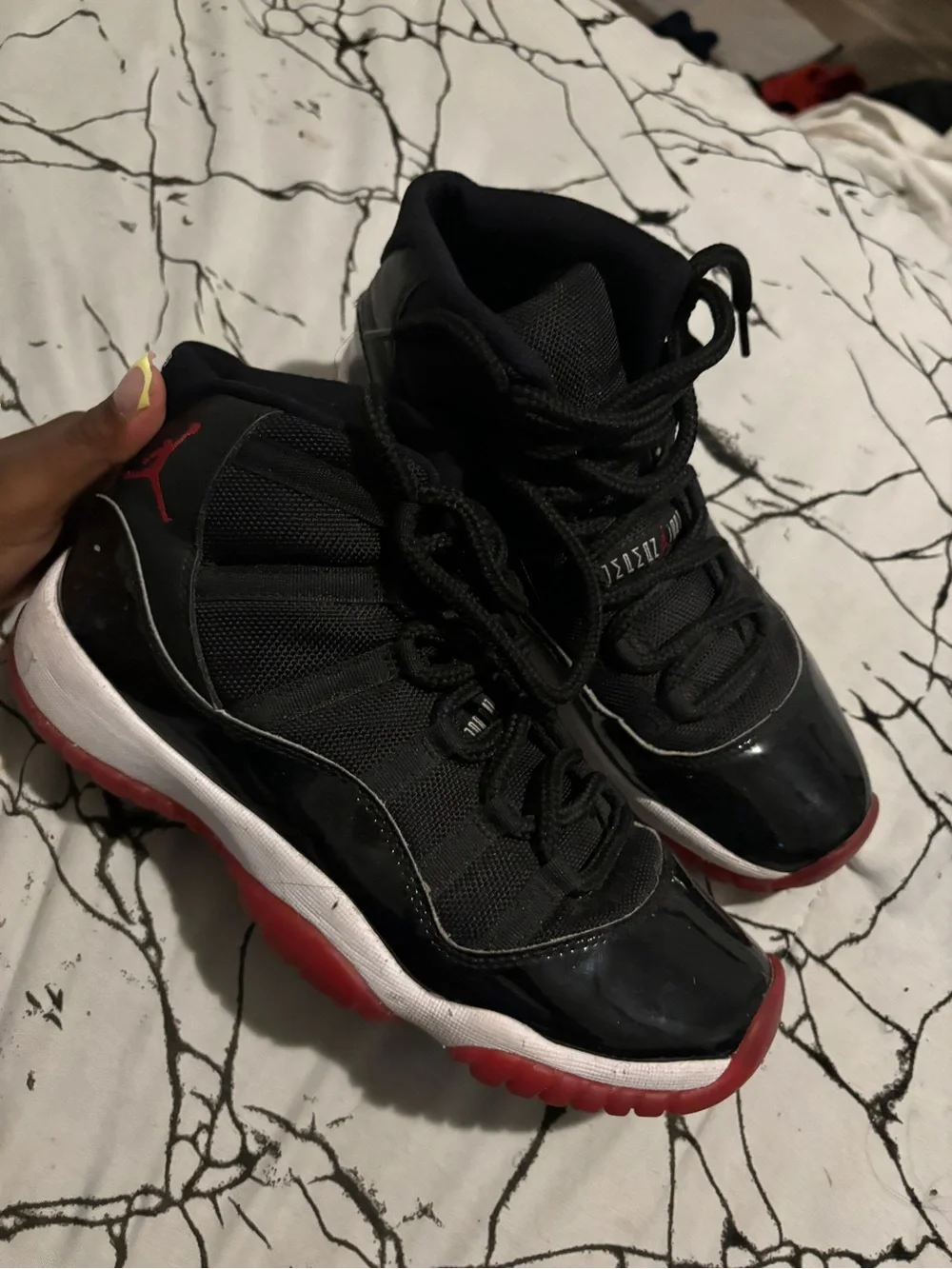 Jordan Black and Red High-Top Basketball Sneakers